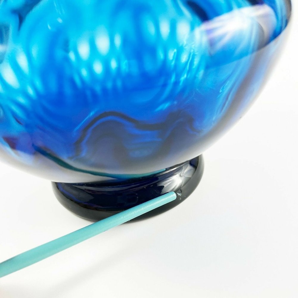 Vintage Mid Century Modern Empoli Cobalt Blue Optic Glass Vase Made in Italy - Picture 8 of 9